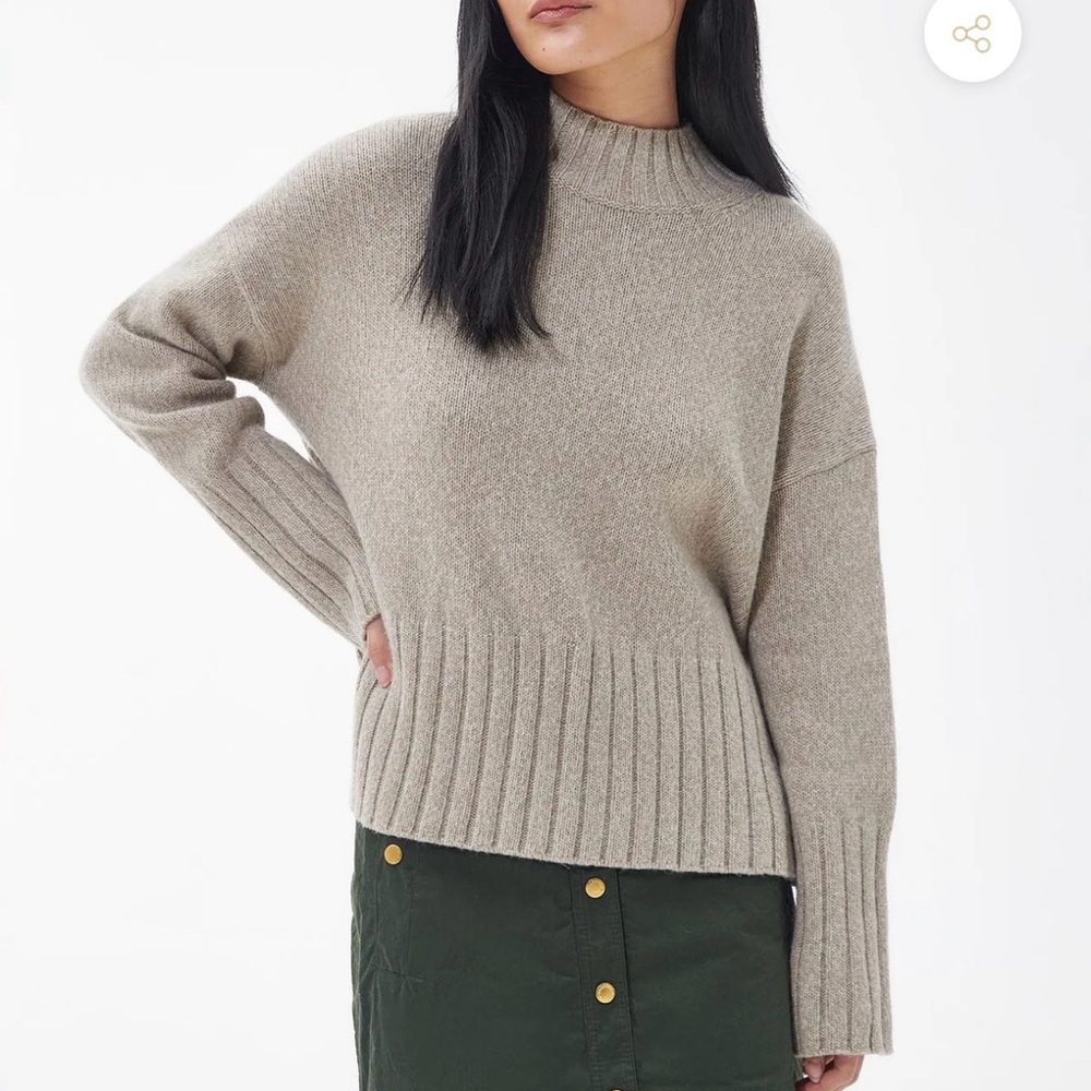 Barbour Women's Cowl Neck Wool Sweater in Tan NWT